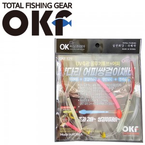 OK UV축광 꼴뚜기튜브 양다리 어피쌍걸이채비 OKF-129 레드어피